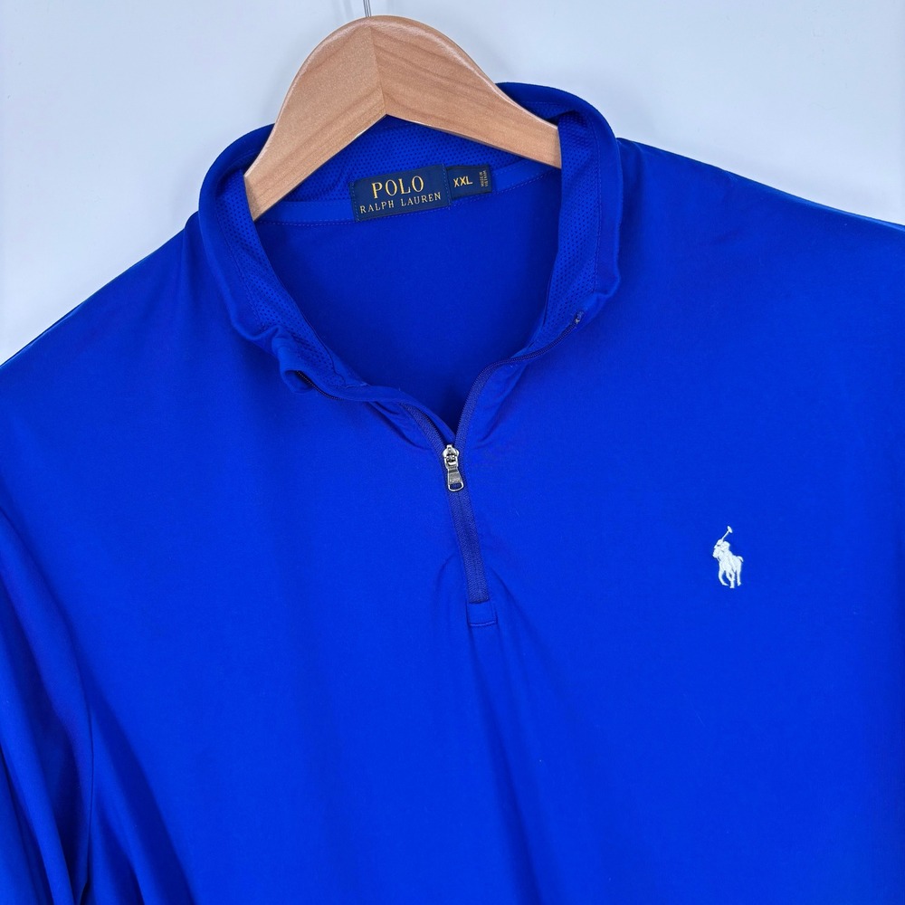 Polo Ralph Lauren Performance 1/4 Zip Pullover Mens XXL Blue Long Sleeve Preppy